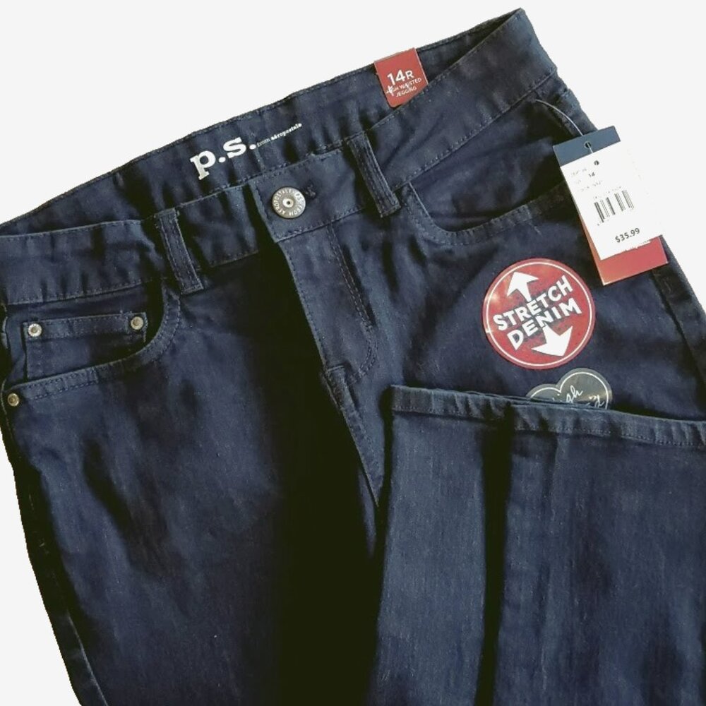 PS Aeropostale Indigo High Rise Stretch Denim Skinny Jeans Big Girls Sz 14 R NWT